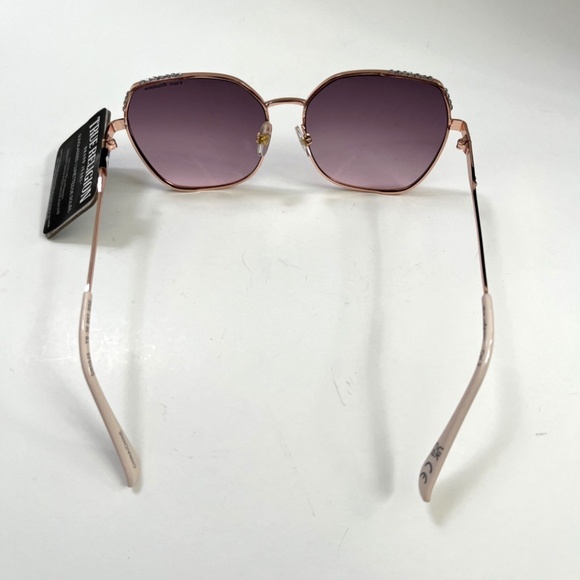 New TRUE RELIGION Square Rhinestone Sunglasses Metal Rose Gold Pink Lens main image 7